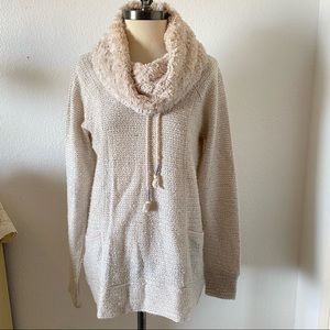 Maurices faux fur cowl neck pullover sweater